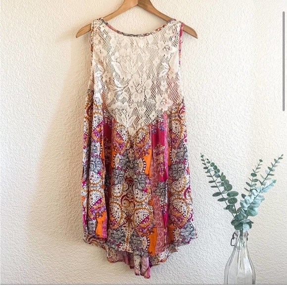 Free People Count Me In Trapeze Top Floral Large - Picture 3 of 3